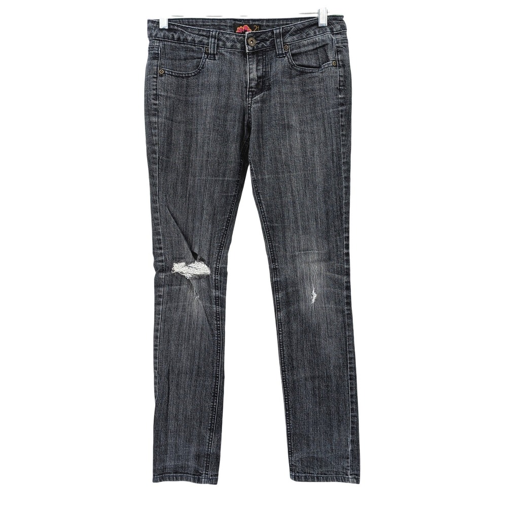 Y2K Dark Wash Skinny Jeans Low Rise Grunge Indie Distressed‎ 2000s Revival
